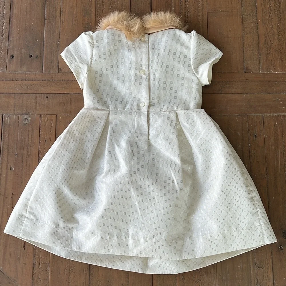 Janie and jack metallic faux fur collar party  party dress